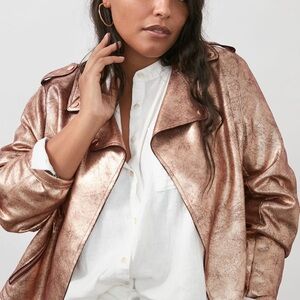 🌟NWT🌟 Anthropologie Brisa Metallic Faux Leather Cropped Moto Jacket